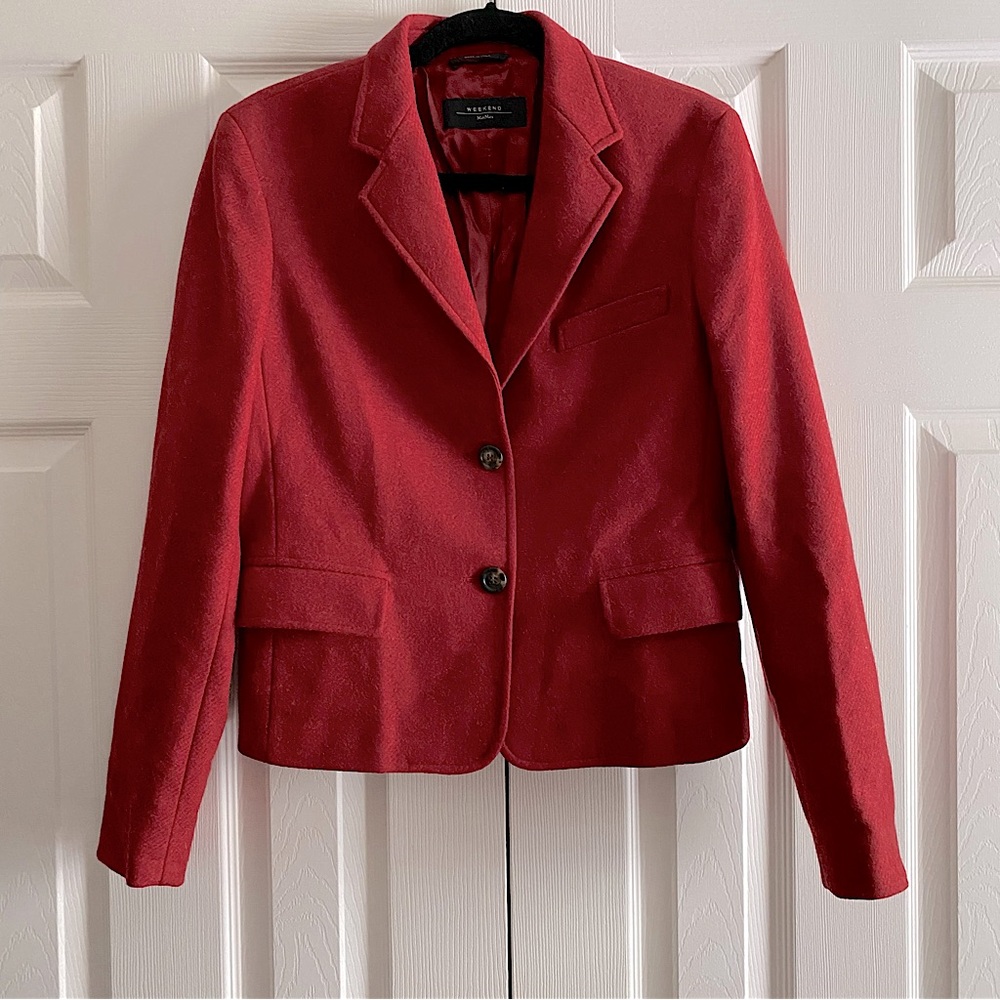 MAX MARA WEEKEND ITALIAN WOOL TAILORED FIT SINGLE BREASTED BLAZER OFFICE Red 12